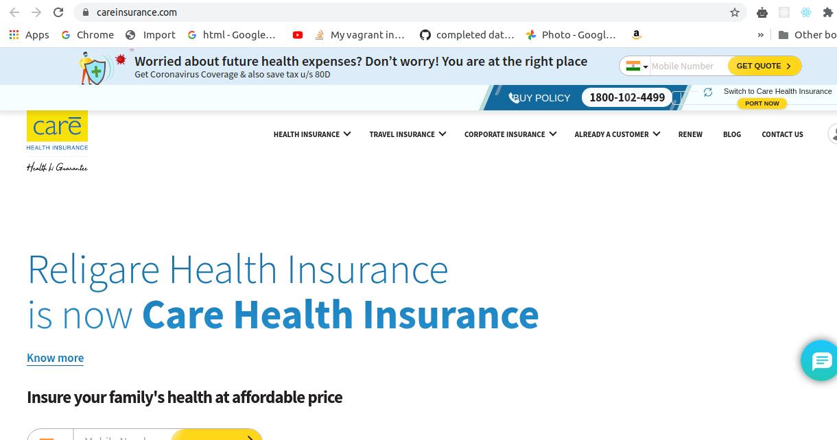 Religare Health Insurance Platform